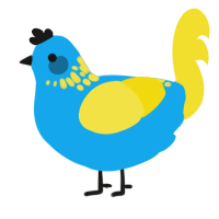 Blue Mocktail, a sky and yellow chicken with a neck-speckle pattern