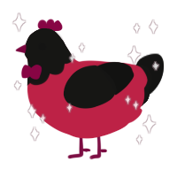 Vampire, a crimson and black chicken with a head pattern