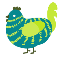 (unnamed), a teal and lime chicken with a bar pattern