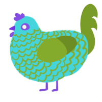 Burbuja, a aqua and apple chicken with a head pattern