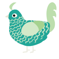 not on my watch, a turquoise and gluppy chicken with a lace pattern