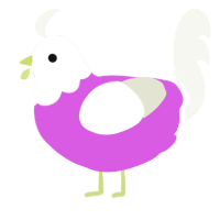 (unnamed), a orchid and white chicken with a head pattern