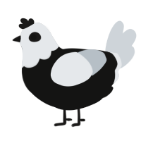 maia x tarmac, a black and mist chicken with a head pattern