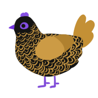 night skies, a black and gold chicken with a double-lace pattern