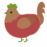 Henjar, a red and brown chicken with a head pattern