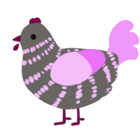 (unnamed), a grey and lavender chicken with a bar pattern