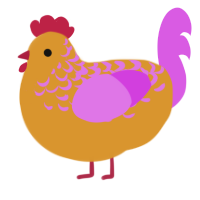 Foster, a orange and orchid chicken with a half-lace pattern