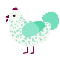 germ, a white and mint chicken with a speckle pattern