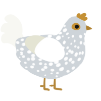 UNKNOWN, a mist and white chicken with a speckle pattern