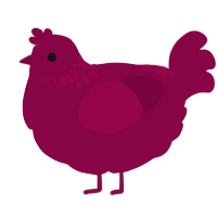 Stress Ball, a maroon chicken with a neck-speckle pattern