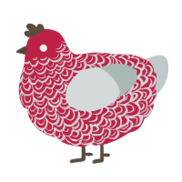 (unnamed), a crimson and silver chicken with a double-lace pattern