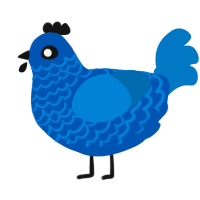 nightfall, a ultramarine and sapphire chicken with a lace pattern