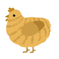 Goldie, a honey and gold chicken with a bar pattern