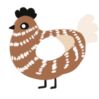 Latte, a brown and cream chicken with a bar pattern