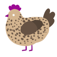 Nougat, a beige and bark chicken with a speckle pattern