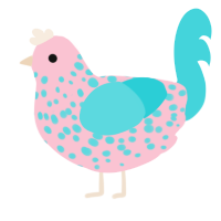 (unnamed), a rose and aqua chicken with a speckle pattern