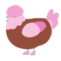 Chickim Babey OG, a russet and pink chicken with a head pattern