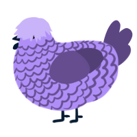 Allea, a lilac and overcast chicken with a lace pattern