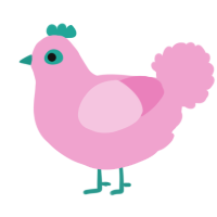 Cotton Clucky, a pink chicken