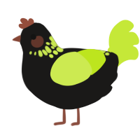 (unnamed), a sable and lime chicken with a neck-speckle pattern