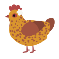 Peep, a orange and russet chicken with a speckle pattern