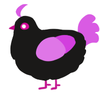 Blob, a sable and orchid chicken