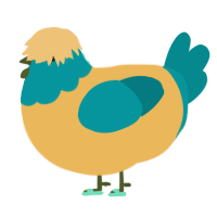 Seashore, a honey and teal chicken with a head pattern