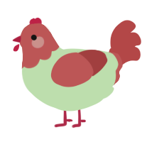 appular, a gluppy and red chicken with a head pattern