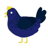 Gabby, a navy and tumblr chicken with a half-lace pattern