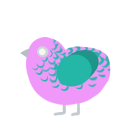 soap, a lavender and turquoise chicken with a half-lace pattern