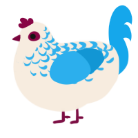 i see, a cream and sky chicken with a half-lace pattern