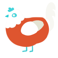 Portal 2, a vermilion and white chicken with a head pattern