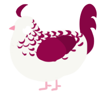 (unnamed), a white and maroon chicken with a half-lace pattern