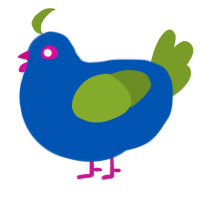 (unnamed), a ultramarine and chartreuse chicken