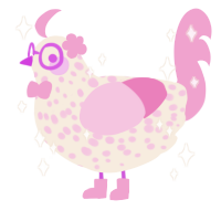 Baby, a cream and pink chicken with a speckle pattern