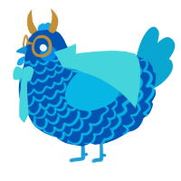 Pelops, a ultramarine and cerulean chicken with a lace pattern