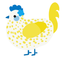 Hyacinth, a white and yellow chicken with a speckle pattern