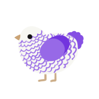 ourple, a white and blurple chicken with a lace pattern