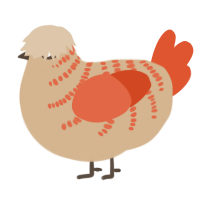 (unnamed), a beige and vermilion chicken with a half-bar pattern