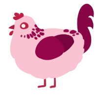 Blossom, a rose and maroon chicken with a neck-speckle pattern