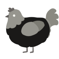 Emo Wannabe, a sable and ash chicken with a head pattern