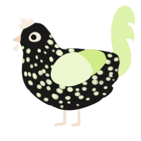 (unnamed), a sable and apple chicken with a speckle pattern