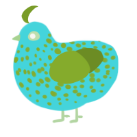 (unnamed), a aqua and chartreuse chicken with a speckle pattern