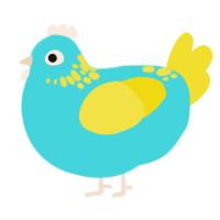 (unnamed), a aqua and yellow chicken with a neck-speckle pattern