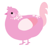 Dottie, a pink and rose chicken with a neck-speckle pattern