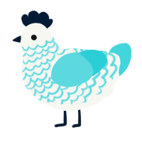 (unnamed), a white and aqua chicken with a lace pattern