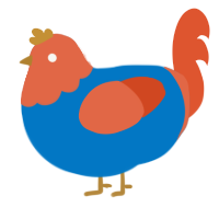 (unnamed), a sapphire and vermilion chicken with a head pattern