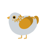 Prince Nugget, a mist and ochre chicken with a neck-speckle pattern