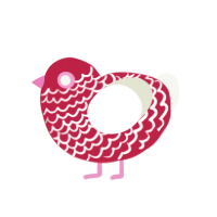 (unnamed), a crimson and white chicken with a lace pattern