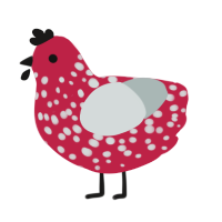 (unnamed), a crimson and silver chicken with a speckle pattern